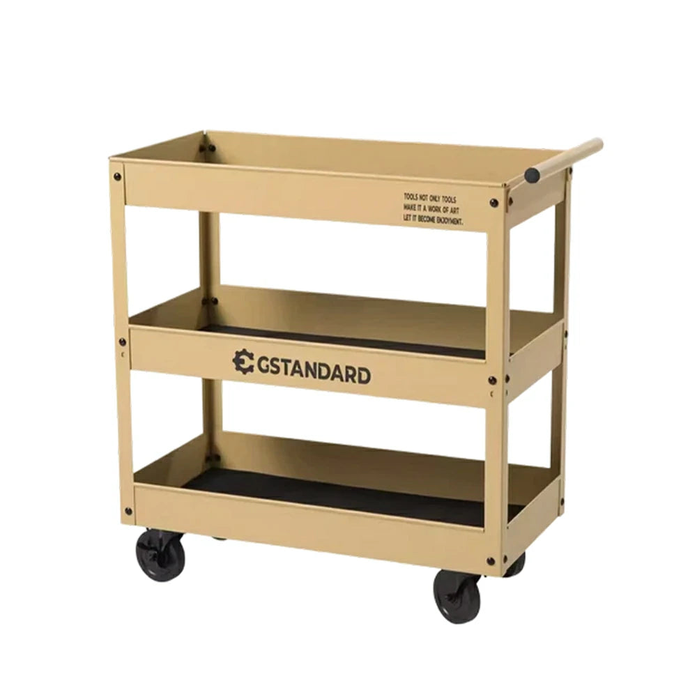 GROVIA 3 Tier Utility Trolley Mobile Storage Cart Compact Design 700x360x780mm Home Cafe Workshop Organizer - Yellow