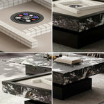 HEXJON Lift-Top Design Storage Automatic Convertible - Table with Rock-Textured Mahjong - Drawers Black&White