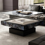 HEXJON Lift-Top - Storage Design Automatic Drawers Convertible - with Table Mahjong Rock-Textured Blue&Black