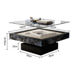 HEXJON Lift-Top - Storage Design Automatic Drawers Convertible - with Table Mahjong Rock-Textured Blue&Black