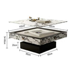 HEXJON Lift-Top Rock-Textured with Drawers Convertible Table Storage - Automatic - Mahjong Design White&Black