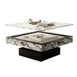 HEXJON Lift-Top Rock-Textured with Drawers Convertible Table Storage - Automatic - Mahjong Design White&Black