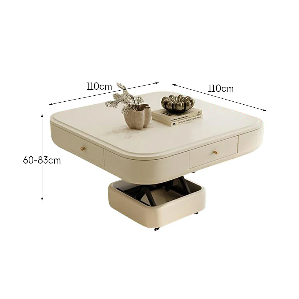 HEXJON 110cm Adjustable Automatic Table Table/Dining - Mahjong Height Table/Coffee White