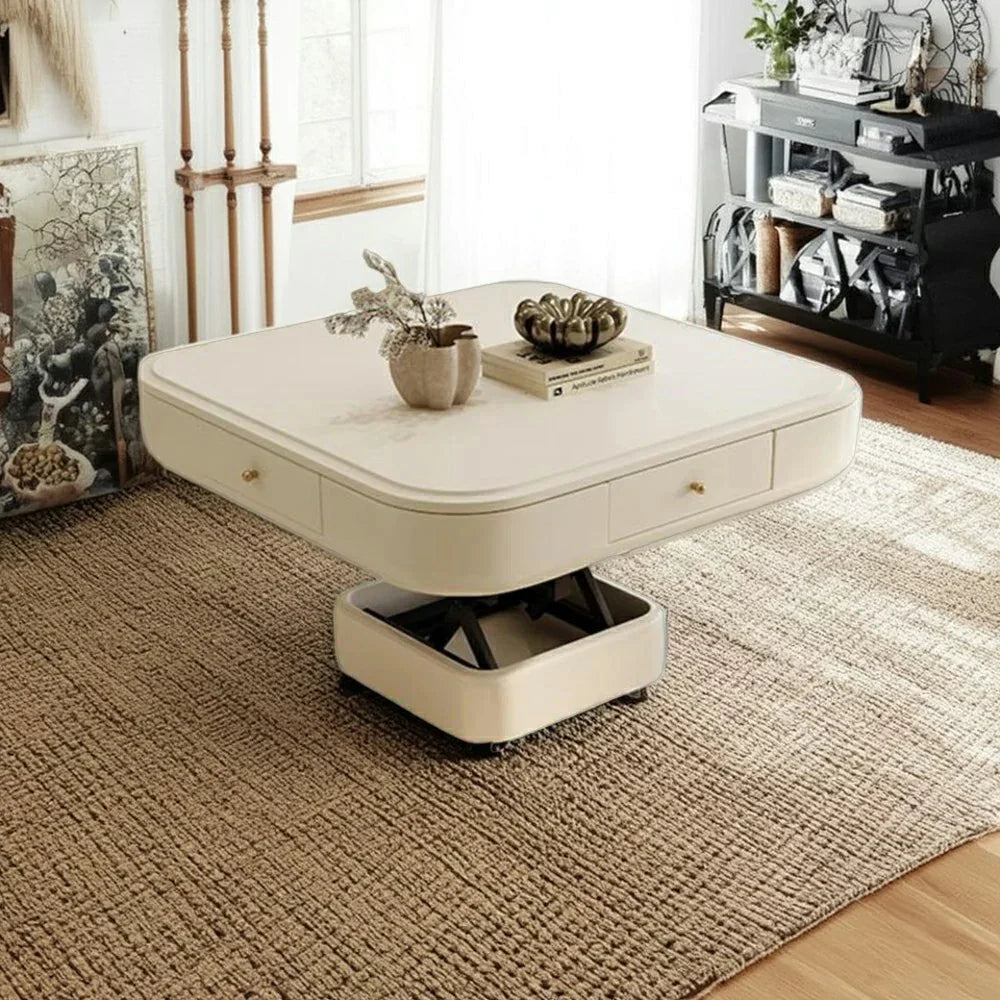 HEXJON 110cm Adjustable Automatic Table Table/Dining - Mahjong Height Table/Coffee White