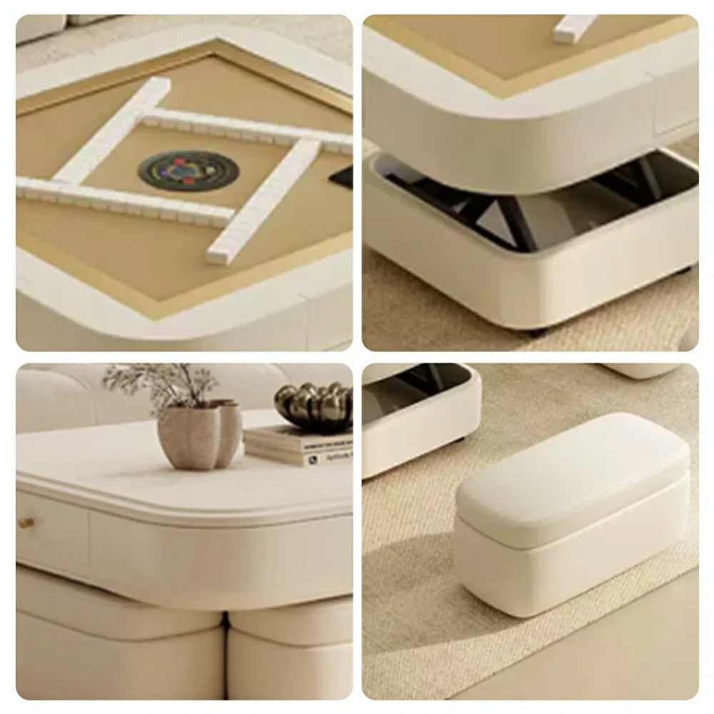 HEXJON 110cm Adjustable Automatic Table Table/Dining - Mahjong Height Table/Coffee White