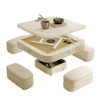 HEXJON 110cm Adjustable Automatic Table Table/Dining - Mahjong Height Table/Coffee White