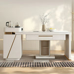HEXJON 2-in-1 Storage 145CM-165CM with White Dining Extendable Cabinet Mahjong Table Island Modern Design