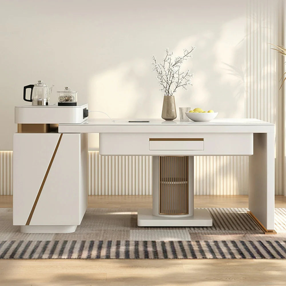 HEXJON 2-in-1 Storage 145CM-165CM with White Dining Extendable Cabinet Mahjong Table Island Modern Design