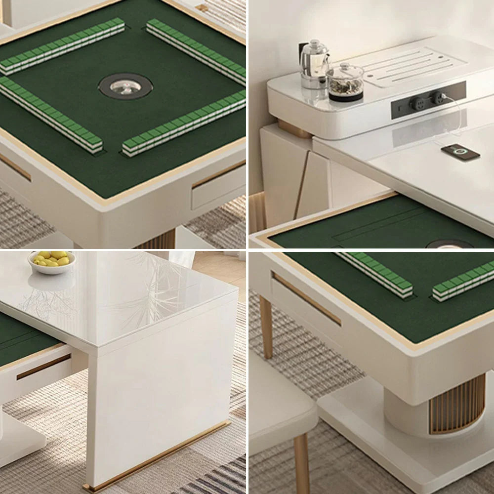 HEXJON 2-in-1 Storage 145CM-165CM with White Dining Extendable Cabinet Mahjong Table Island Modern Design