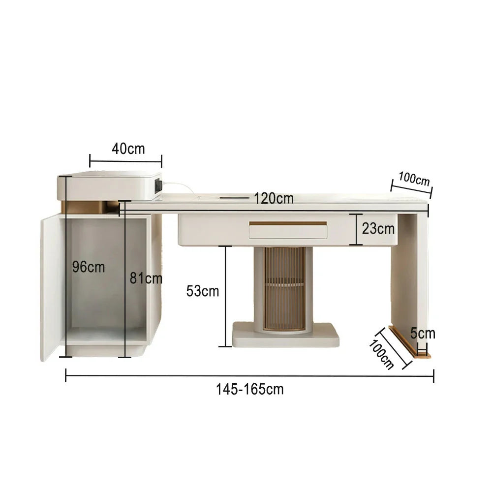 HEXJON 2-in-1 Storage 145CM-165CM with White Dining Extendable Cabinet Mahjong Table Island Modern Design