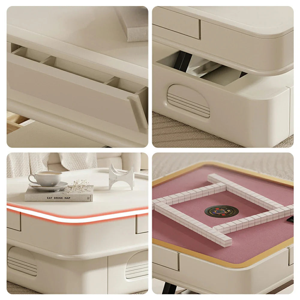 HEXJON 98cm Automatic - Height Table/Coffee Mahjong Adjustable Table Table/Dining White