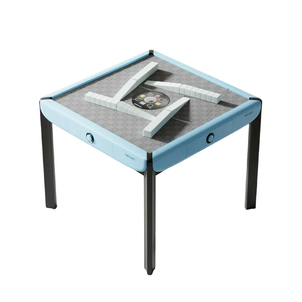 HEXJON 101cm Automatic Velvet - Glass Modern Tempered Mahjong Table Design - Surface, Square Top,Noise-Reducing Blue