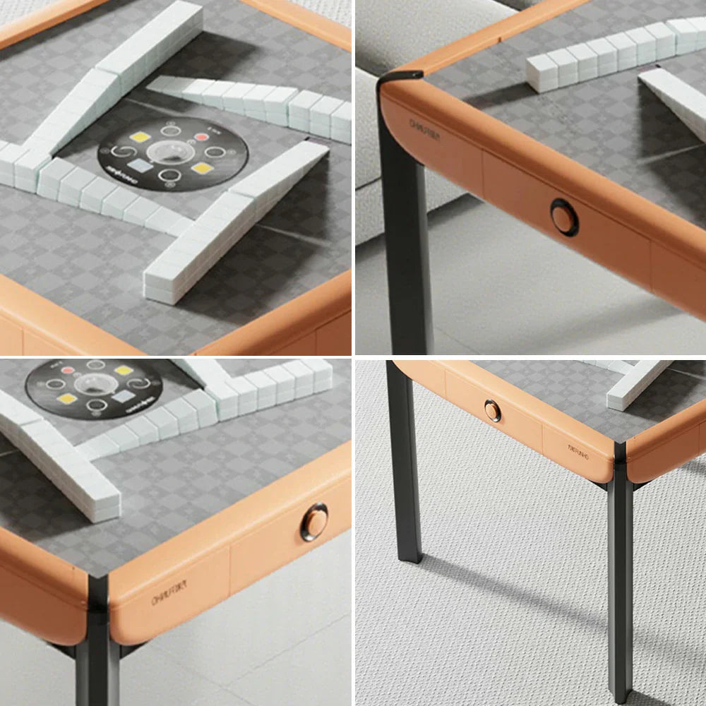 HEXJON 101cm Design Mahjong Surface,Modern Table Glass Tempered Automatic Velvet - Square Top,Noise-Reducing - Orange