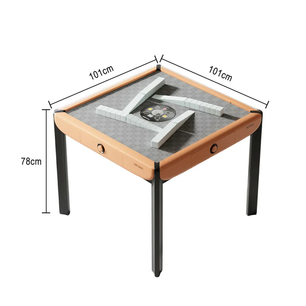 HEXJON 101cm Design Mahjong Surface,Modern Table Glass Tempered Automatic Velvet - Square Top,Noise-Reducing - Orange