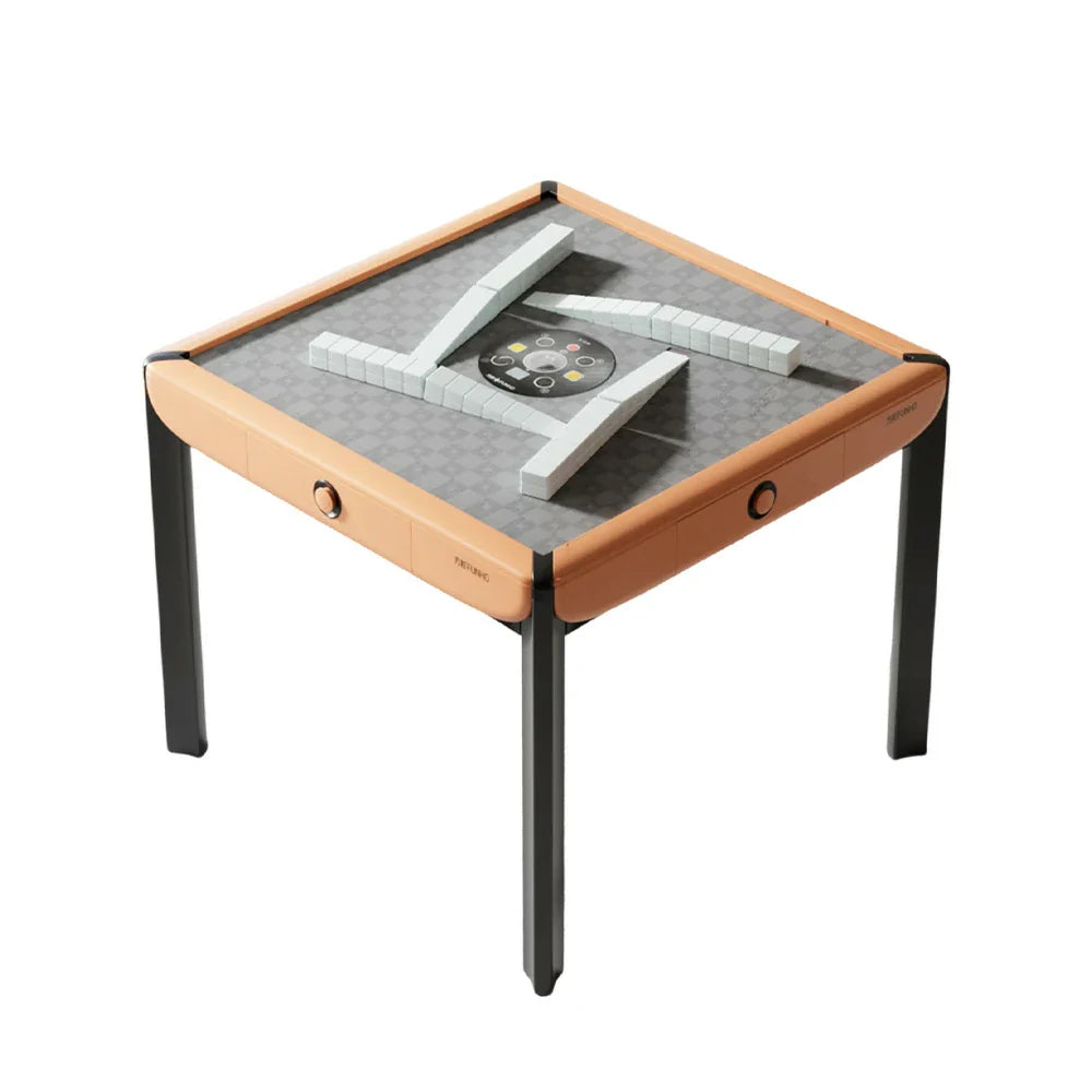 HEXJON 101cm Design Mahjong Surface,Modern Table Glass Tempered Automatic Velvet - Square Top,Noise-Reducing - Orange