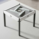 HEXJON 101cm Glass Design Top,Noise-Reducing Table Surface, - Mahjong Automatic Modern Velvet Tempered Square - White