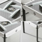 HEXJON 101cm Glass Design Top,Noise-Reducing Table Surface, - Mahjong Automatic Modern Velvet Tempered Square - White