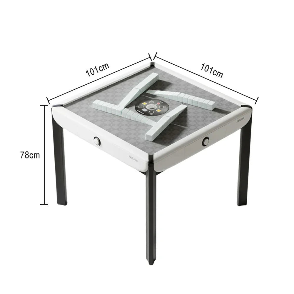 HEXJON 101cm Glass Design Top,Noise-Reducing Table Surface, - Mahjong Automatic Modern Velvet Tempered Square - White
