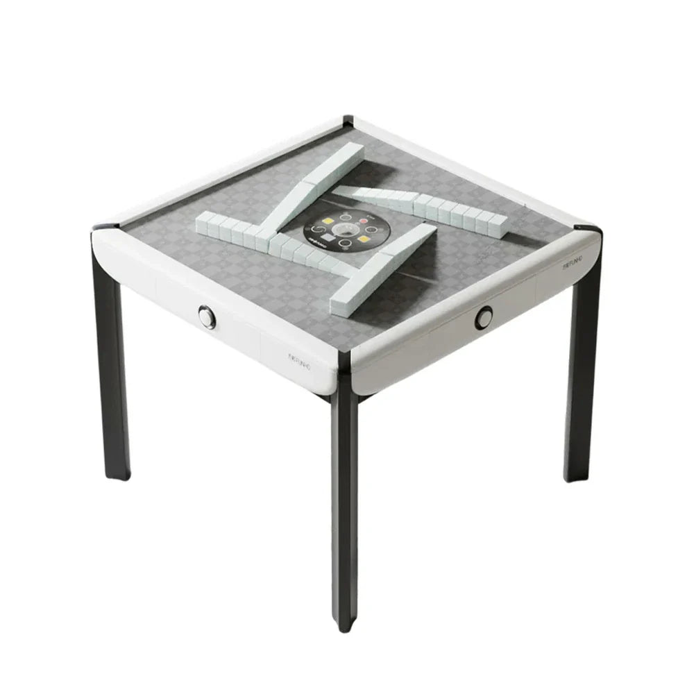 HEXJON 101cm Glass Design Top,Noise-Reducing Table Surface, - Mahjong Automatic Modern Velvet Tempered Square - White
