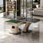 HEXJON 1.6m - Convertible Elegant Dual-Use Surface, - Stone Design Mahjong Modern Dining Table Blue