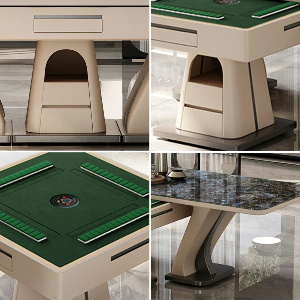 HEXJON 1.6m - Convertible Elegant Dual-Use Surface, - Stone Design Mahjong Modern Dining Table Blue