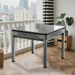 HEXJON 91 x Table, Glass Border cm Mini Low Design Noise, Frame, - Mahjong 91 Metal Automatic Full Grey