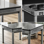 HEXJON 91 x Table, Glass Border cm Mini Low Design Noise, Frame, - Mahjong 91 Metal Automatic Full Grey