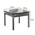 HEXJON 91 x Table, Glass Border cm Mini Low Design Noise, Frame, - Mahjong 91 Metal Automatic Full Grey