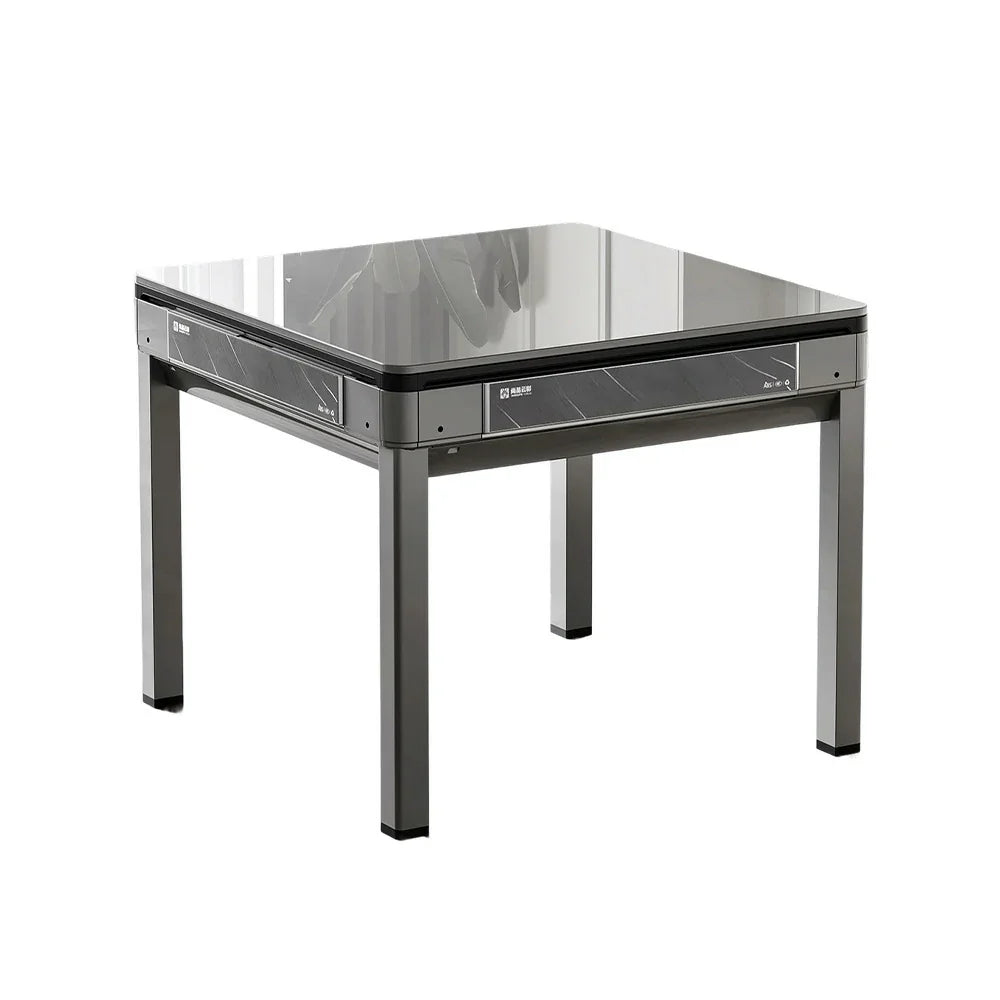 HEXJON 91 x Table, Glass Border cm Mini Low Design Noise, Frame, - Mahjong 91 Metal Automatic Full Grey