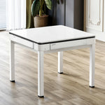 HEXJON 91 Low Glass cm Border - Mahjong Table, Mini Design 91 Metal Automatic x Noise, Frame, Full White