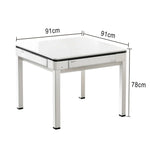 HEXJON 91 Low Glass cm Border - Mahjong Table, Mini Design 91 Metal Automatic x Noise, Frame, Full White