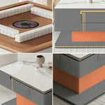 HEXJON Lift-Top - Automatic Storage Modern Drawers Mahjong Design with Convertible Table - Grey