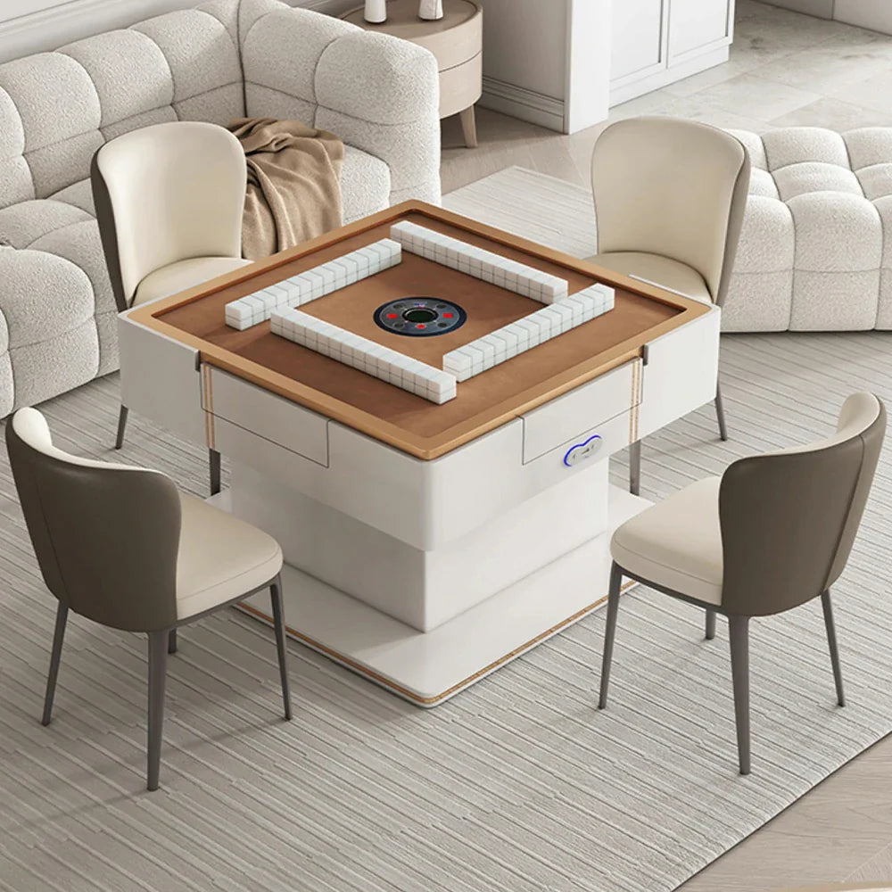HEXJON Lift-Top Automatic Convertible - with Table Design Storage Drawers Modern - Mahjong White