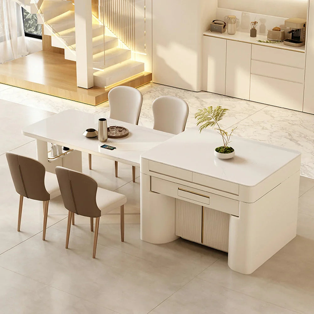 HEXJON 2-in-1 Extendable Table Mahjong - Design 150CM-240CM Versatile Island Dining with Hidden Storage White