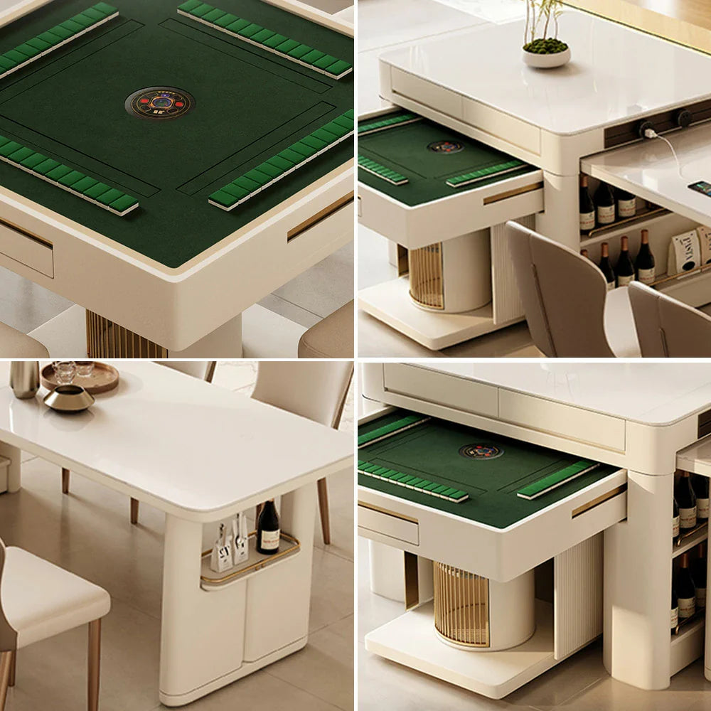 HEXJON 2-in-1 Extendable Table Mahjong - Design 150CM-240CM Versatile Island Dining with Hidden Storage White