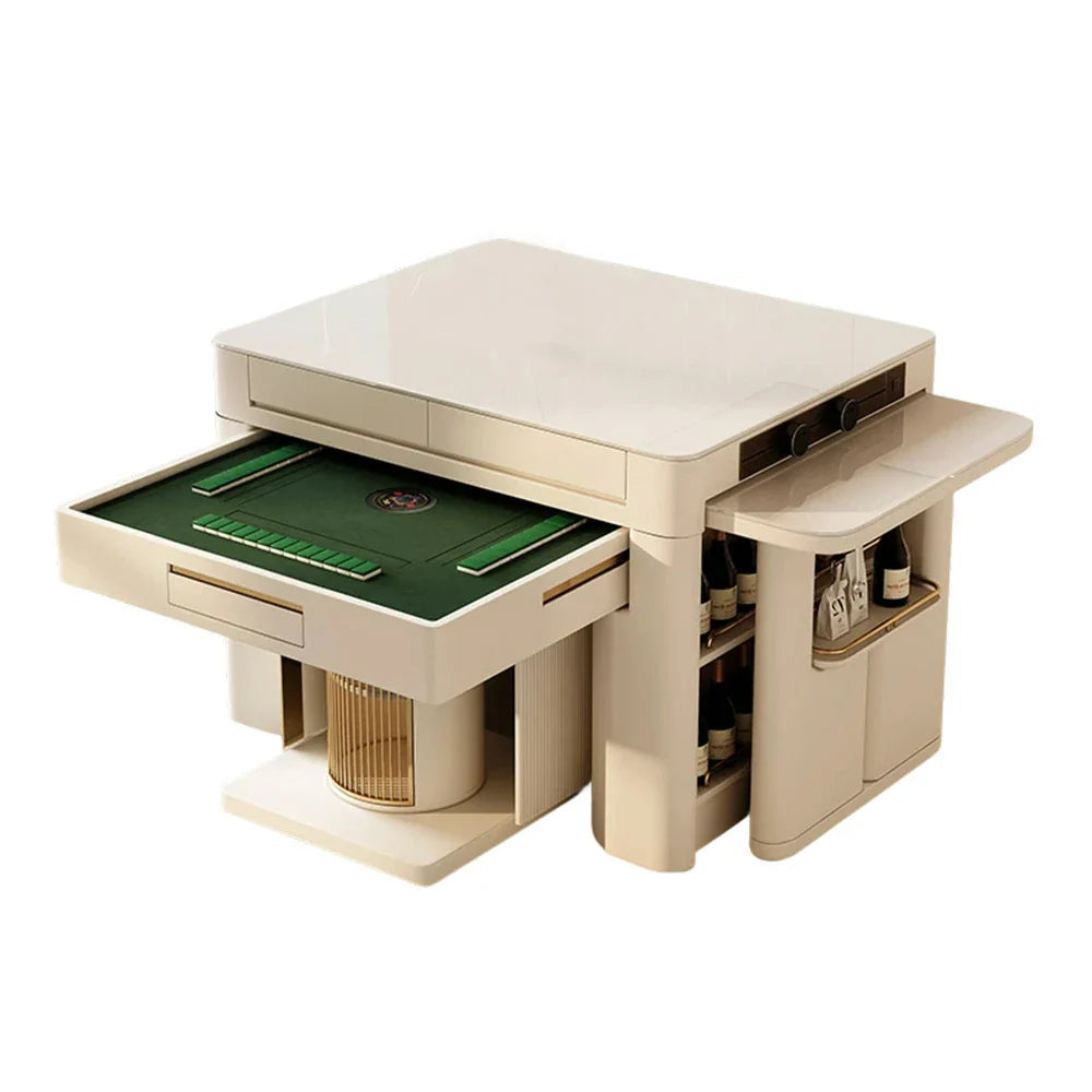 HEXJON 2-in-1 Extendable Table Mahjong - Design 150CM-240CM Versatile Island Dining with Hidden Storage White