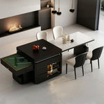 HEXJON Extendable Island 140-220CM Mahjong - Design - Dining Convertible Storage White Table Automatic with Lift-Top Black