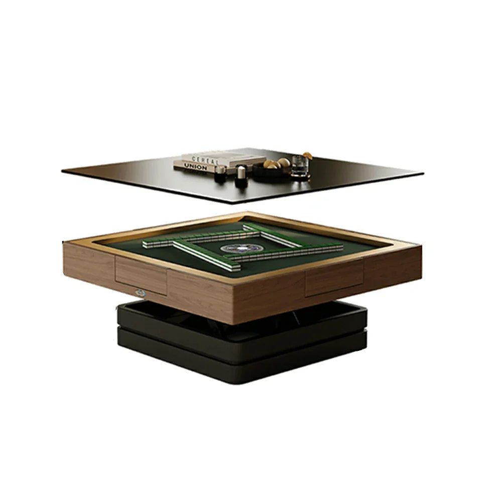 HEXJON 100cm Automatic Table/Coffee Table/Dining Table Height Mahjong Adjustable - Black&Brown