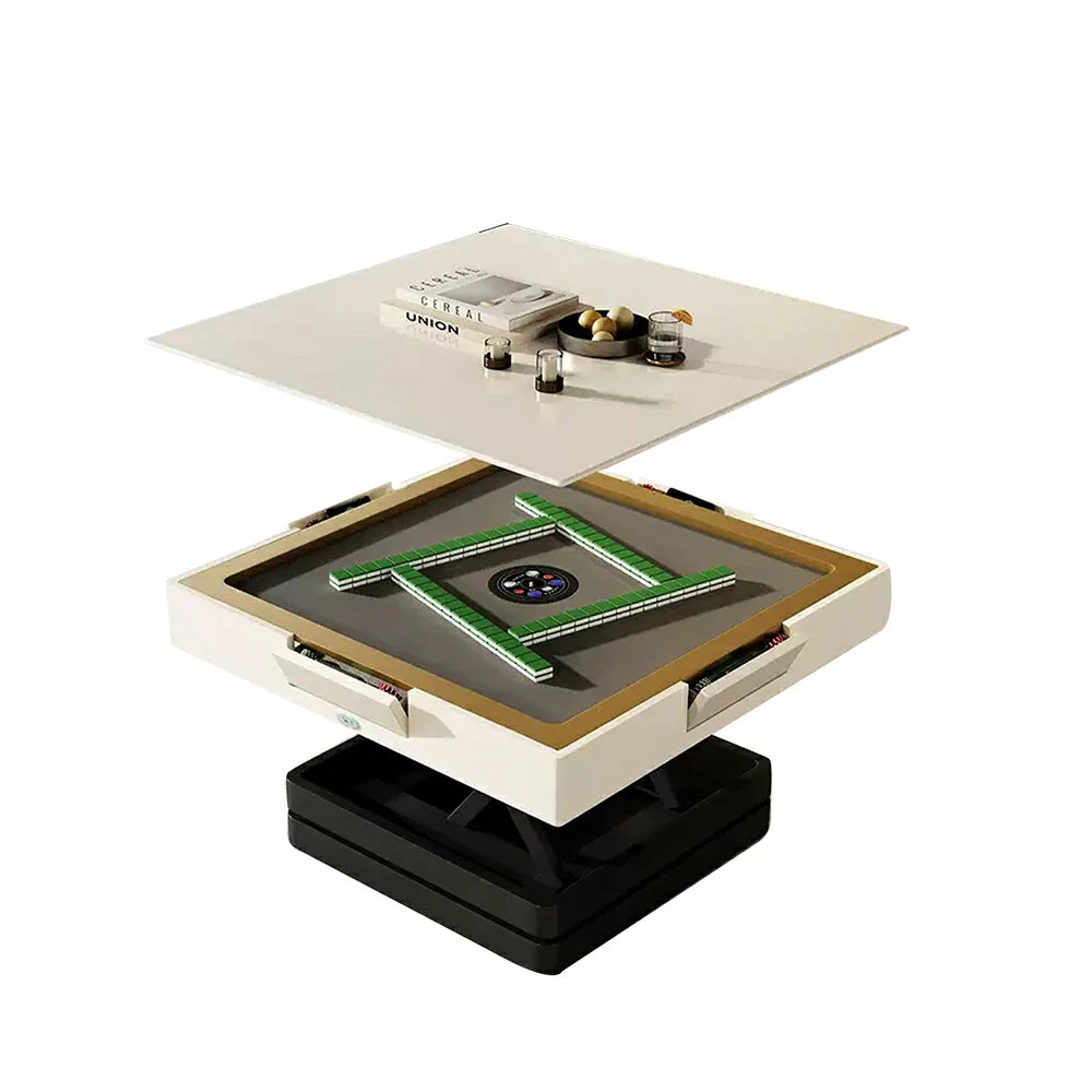 HEXJON 100cm Automatic Adjustable Table/Coffee Height Mahjong Table - Table/Dining Black&White