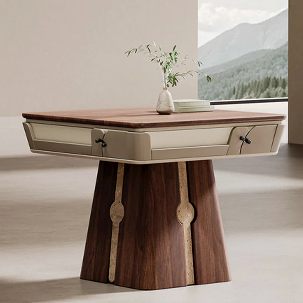 HEXJON 107cm Surface,Convertible Wood Automatic - Table - Mahjong Mahjong Finish,Velvet Modes Solid Dining Texture Brown