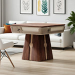 HEXJON 107cm Surface,Convertible Wood Automatic - Table - Mahjong Mahjong Finish,Velvet Modes Solid Dining Texture Brown