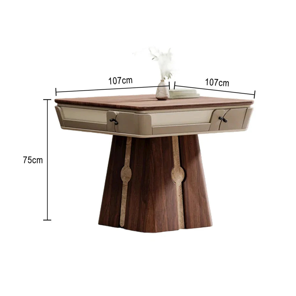 HEXJON 107cm Surface,Convertible Wood Automatic - Table - Mahjong Mahjong Finish,Velvet Modes Solid Dining Texture Brown