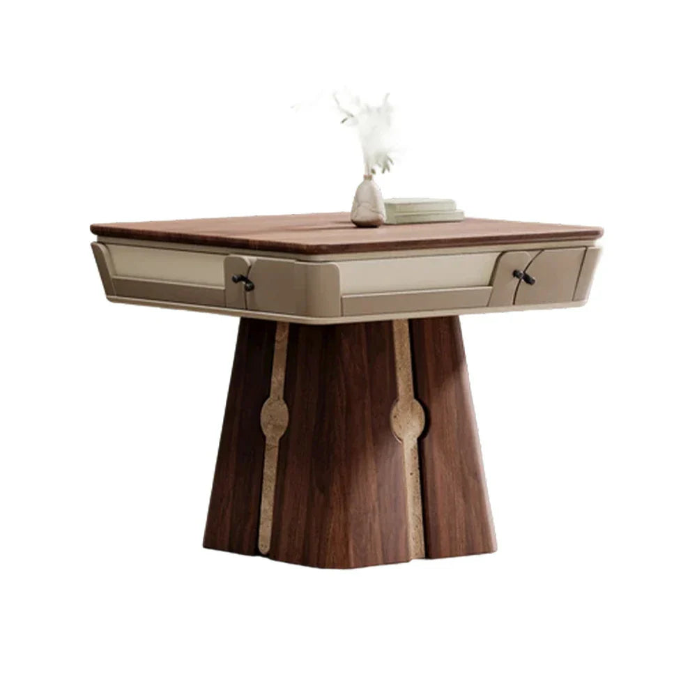 HEXJON 107cm Surface,Convertible Wood Automatic - Table - Mahjong Mahjong Finish,Velvet Modes Solid Dining Texture Brown