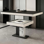 HEXJON 140cm Surface Dining Automatic Stone - Sintered Table - Mahjong Lift-Top Black Convertible White