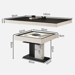 HEXJON 140cm Surface Dining Automatic Stone - Sintered Table - Mahjong Lift-Top Black Convertible White