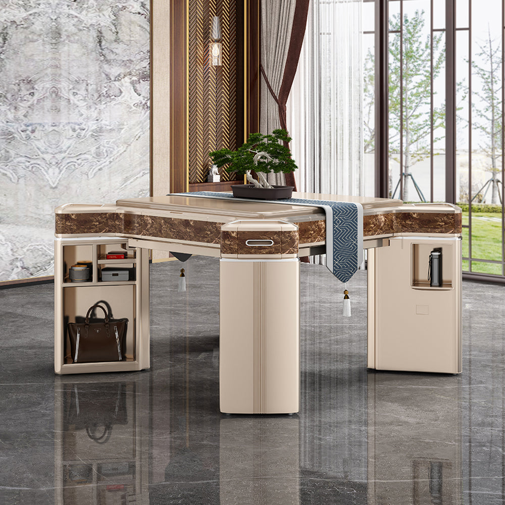 HEXJON JLS Table With Luxurious Cover Mahjong and Table/Dining Foldable Storage Low Noise Automatic Boxes