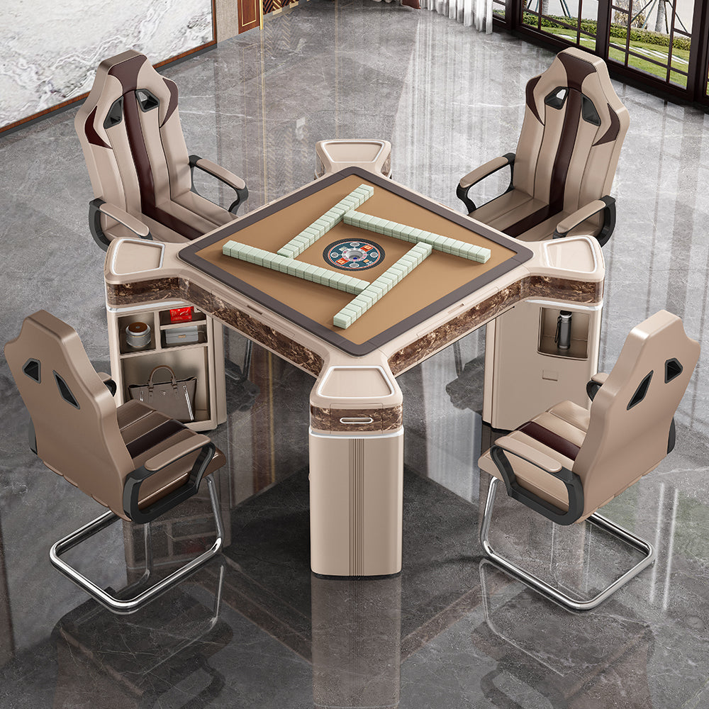 HEXJON JLS Table With Luxurious Cover Mahjong and Table/Dining Foldable Storage Low Noise Automatic Boxes