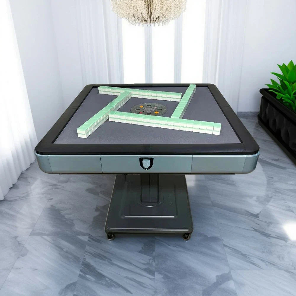 HEXJON No.36 - Premium Mahjong Table - Table Wool Game Surface, Foldable 94cm Automatic Felt Design, Low-Noise Square Blue
