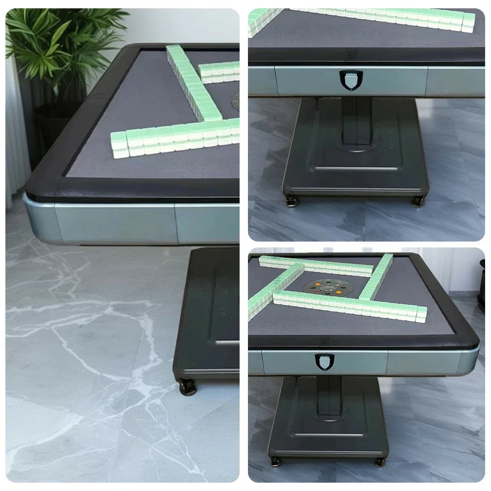 HEXJON No.36 - Premium Mahjong Table - Table Wool Game Surface, Foldable 94cm Automatic Felt Design, Low-Noise Square Blue