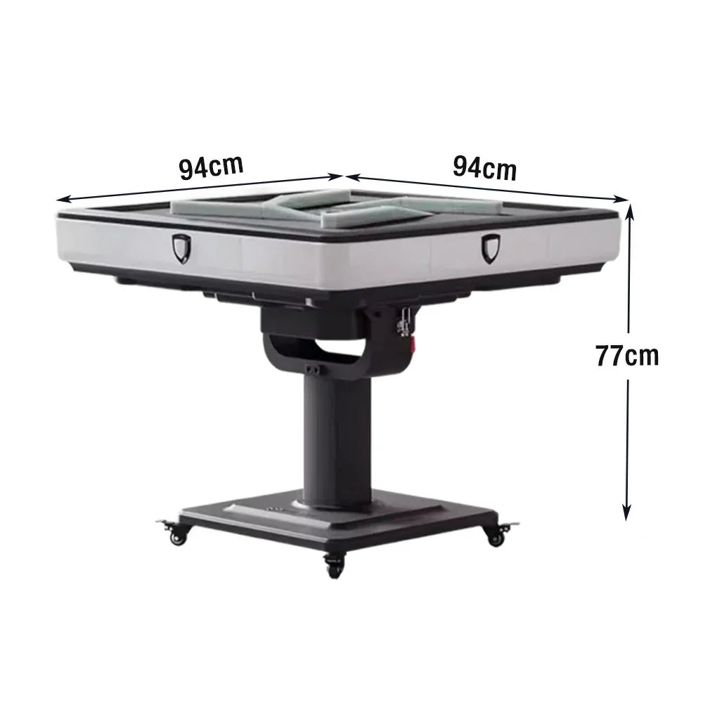 HEXJON No.36 Surface, Premium Square Design, Foldable Top, - Mahjong Table Automatic Tempered 94cm Wool Felt Glass Low-Noise - White
